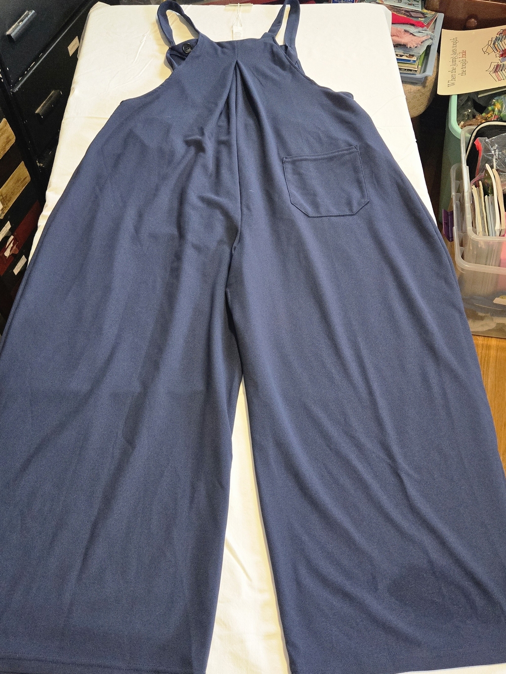 HALARA Navy Wide-Leg Overall Jumpsuit with Adjustable Ties - Picture 3 of 6